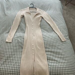 Meshki cream button up midi dress